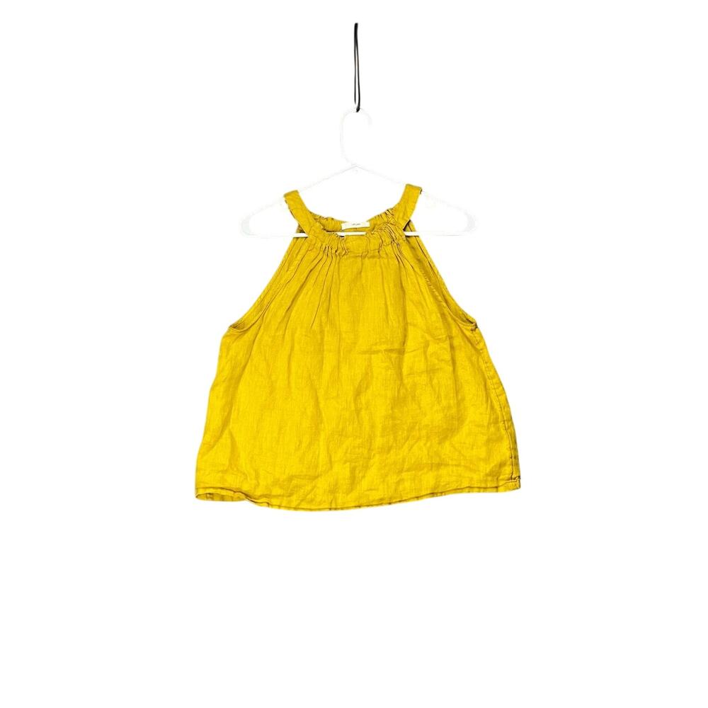 Nicole Miller Halter Top Mustard‎ Sz XS 100 Linen
